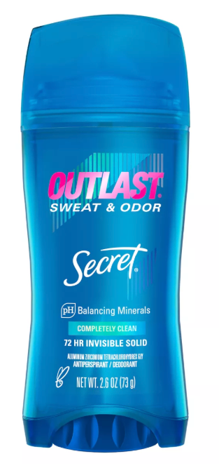 Secret Outlast Invisible Solid Antiperspirant Deodorant for Women - Completely Clean Scent - 2.6oz