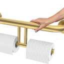 Brushed Gold Grab Bar for Bathroom 17 Inch, Zepolu Stainless Steel 2-in-1 Safety Handrail w/Double Toilet Paper Holder, Wall Mounted Balanced Support Bar Assist Handle for Senior Elderly Handicap