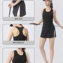 Womens Tennis Dress Athletic Dress with Built-in Shorts Pockets-Golf Workout Adjustable Straps Summer for Women Outfits (Black, L)