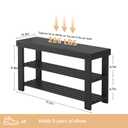 NEWBULIG Shoe Rack Bench, 3-Tier Bamboo Shoe Organizer, Wooden Entryway Storage Bench, 286 lb Load Capacity, 11.2x35.5x17.9 Inches, for Entryway Bathroom Bedroom Balcony, Black