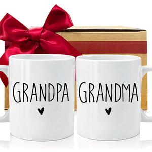 2026 New Grandparents Mugs Set - Grandpa Grandma Coffee Mug, Baby Reveal Pregnancy Announcement Gifts for First Time Grandparents to Be, Pregnancy Announcement Gifts for Grandfather Grandmother
