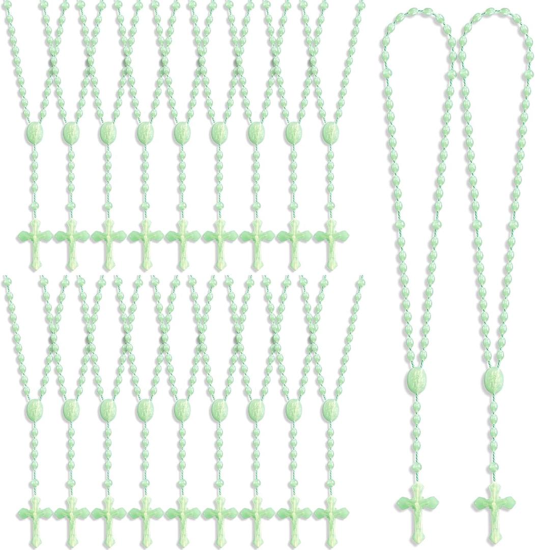 ZYFLSQ 72 Pcs Plastic Rosaries in Bulk, 17 Inch Glow in The Dark Rosary Beads Bulk Rosaries Catholic, First Communion Gifts Catholic Gifts