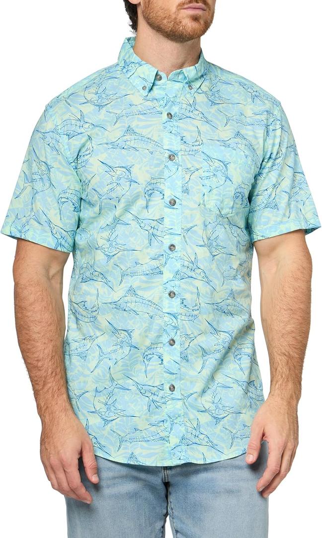 Eddie Bauer Mens Eddie Bauer Printed Baja Shirt (2X, Vibrnteal)