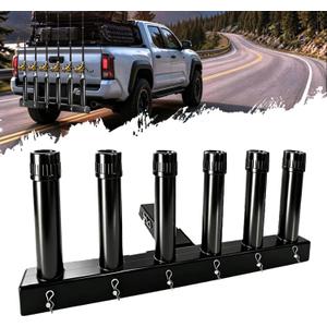 Heavy-Duty Hitch Mount Fishing Rod Holder for Truck | Trailer Hitch Rod Holder, Quick Release Pin, Fits 2" Receivers, Holds 6 Fishing Rods