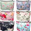 Sanwuta 12 Pcs Vintage Floral Cosmetic Bags Flower Canvas Makeup Bags Bulk Zipper Portable Botanical Floral Travel Toiletry Spring Birthday International Women's Day Gifts for Women Girls Mom Friend