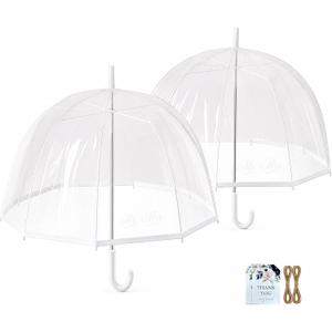 Clear Wedding Umbrella 2 Pack Mr & Mrs, 46" Bubble Dome Photography Prop | Transparent POE material For bride and groom Includes thank you cards