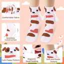 Funny Animal Dog Socks for Women Novelty Magnetic Hand Holding Socks for Girls Teen Birthday Gifts (One Size, White & Brown)