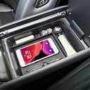 HGWEI Center Console Organizer Tray Compatible with 2024 2025 Hyundai Santa Fe Interior Accessories Insert Secondary Divider Middle Console Armrest Storage Box, Black