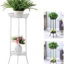 Metal Iron Tall Plant Stand Indoor Outdoor, Sturdy Planter Stand, Corner Display Shelf, Weight Capacity 50 lbs(32in, White)