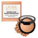 LAURA GELLER NEW YORK Baked Double Take Powder Foundation  Longwear Buildable Medium to Full Coverage Matte Finish Non-Caking Formula Handmade in Italy Mature & Sensitive Skin Medium