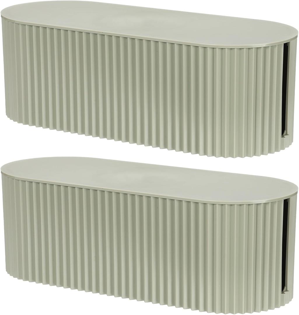 YOKIVE 2 Pcs Cable Management Box, Cord Hider Organizer Decorative Strip Storage Box Desk Accessories for TV Cords Home, Office, Gray Green