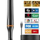 Digital TV Antenna for Smart Tv Indoor, 360 Reception Digital HDTV Antenna for Local Channels, Supports 1080P and 4K, Strong Magnetic Base (Orange)