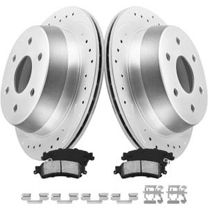MOTOREVO Rear Brake Pads and Rotors Kit Compatible with Silverado 1500 [ 1999-2006 ], GEOMET & Slotted Discos de Frenos Delanteros [ 12.8in, App Specific ] [ Single Piston; 2006: 6 Stud ]