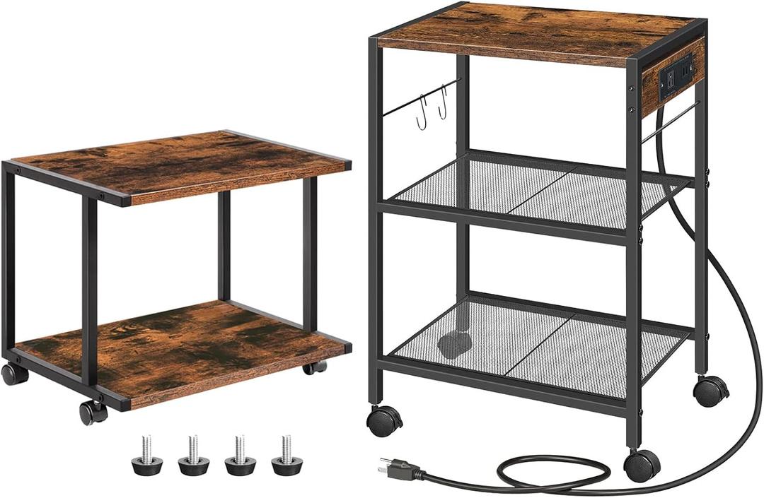 HOOBRO Industrial Printer Stand, 3-Tier Mobile Printer Table, Rolling Cart, Home Printer Stands, for Office, Living Room BF22UPS01-BF42PS01
