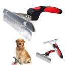 Dog Brushes for Grooming Large Dogs, Undercoat Dog Rake Long Hair Pet Comb Pet Grooming Brush with Anti-Slip Handle, Steel Comb for Golden Retriever Husky German Shepherd