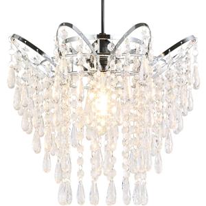 Modern Acrylic Chandelier Shade, 3-Tier Beaded Crystal-Like Ceiling Light Cover Clear Glassy Design for Bedroom, Wedding or Party Decoration