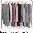 Poetsky Women Long Sleeve Tunic Tops to Wear with Leggings Side Buttons Long Shirts Rib Sweater Dress with Pockets S-3XL (Purple, XL)