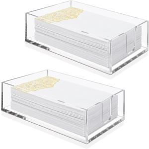 MIVIDE 2 Pack Acrylic Napkin Holder, 5.5x9.4 Inches Clear Luncheon Napkin Holder for Table, Cocktail Napkins Holder Square Rectangle for Dinner, Decorative Napkin Tray for Kitchen, Bathroom