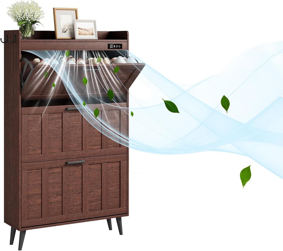 ChooChoo Shoe Storage Cabinet with 3 Flip Drawers and Deodorizer Size: 9.45"D x 31.5"W x 53.35"H(3-Drawers)
