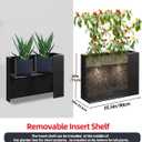 Metal Tall Long Planter Box Large Rectangular Planter Flower Pot with Drainage Holes for Indoor Outdoor Deck Porch Garden Home Patio Front Door (Black, M)