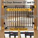 Baby Gate for Stairs Doorways & Kitchen, Extra Wide 32"-54" W x39 H Extra Tall, No Bottom Bar Dog Gate, One-Handed Auto-Close, Hardware Mount Safety Gate for Dogs & Toddlers, Black