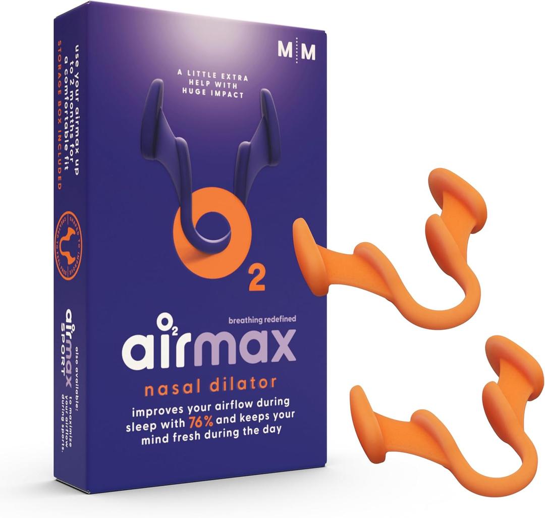 AIRMAX Nasal dilators for Sleeping - 76% More Airflow - Anti snoring Devices - Breathe Freely Through the Nose - Sinus Relief, Relief and snoring Solution - 2X Medium Orange - 6 Month Relief