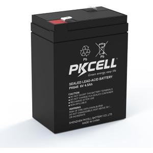 PKCELL 6 Volt 4.5Ah Rechargeable Sealed Lead Acid Battery, SLA Replacement Batteries (F1 Terminals), Rechargeable SLA AGM Battery for Auto Deer Feeder Ride on Cars