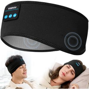 Voerou Sleep Headphones Bluetooth 5.4 Headband, Breathable Sports Headband Sleeping Headphones Eye Mask Music Earbuds, Perfect for Sleep Exercises Workout Yoga Travel, Cool Tech Gadgets Gifts for Men, Black 