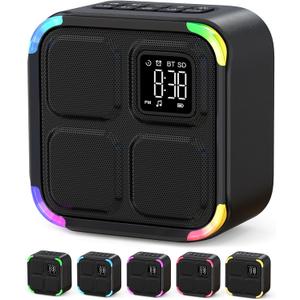 Sound Machine White Noise Machine with 30 Soothing Sounds, 10W Bluetooth Wireless Speaker Alarm Clock with Lights, Rechargeable Sleep Machine with Timer, Gifts for Boys Girls Baby Kids Teens Adults (Portable, Black)