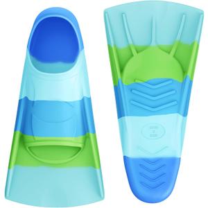 Gintenco Swim Fins, Kids Swim Training Fins for Lap Swimming, Travel Size Flippers with Mesh Bag, Silicone Swimming Fins for Kids Teens Adults Women Men (CH10, S(Jr 2-3/ US Women 3-5))