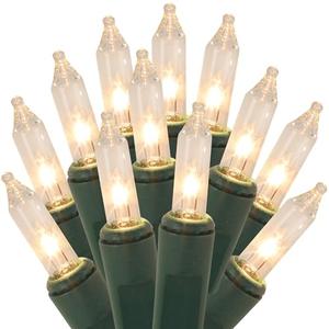 Watereem Clear Christmas String Lights, 100 Count, Incandescent Mini Christmas Lights, Connectable Xmas Tree Light for Indoor Outdoor Garland Birthday Holiday Wedding Festival Party, Set of 2