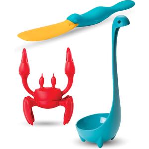 OTOTO Nessie Ladle Spoon + Red The Crab Silicone Spoon Rest + Splatypus Jar Spatula (Pack of 3)