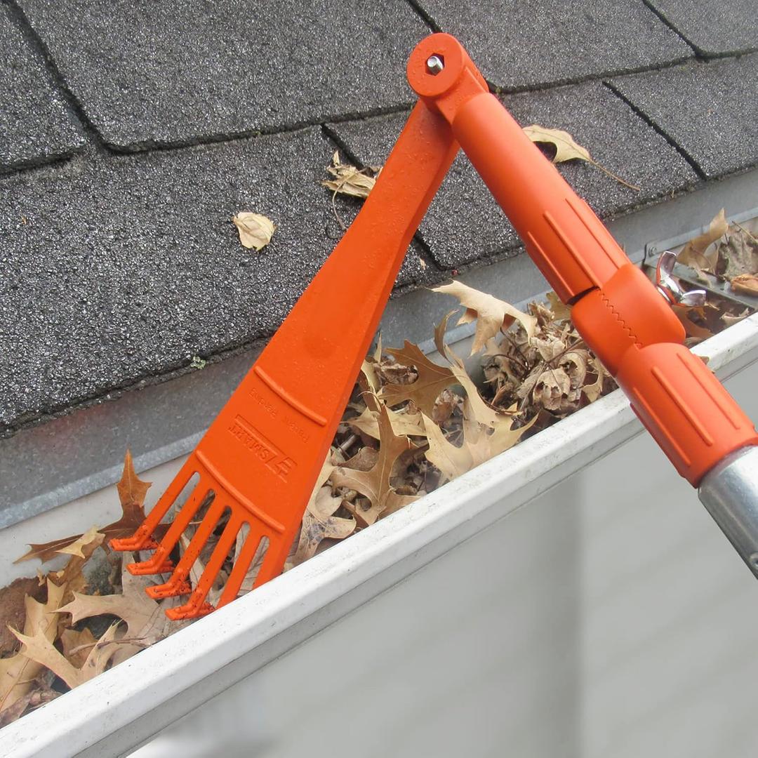 Mini Rake Head  Gutter Rake Tool for Removing Leaves & Debris from Roofs, Gutters & Hard-to-Reach Areas  Fits Standard Acme Thread & Recommended EZ Smart Pole (Not Included)
