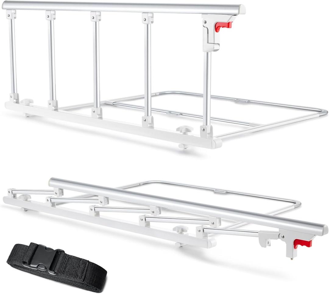 Bed Rails for Elderly Adults Safety, Folding Bed Assist Rail Handle for Seniors & Surgery Patients, Fall Prevention Safety Hand Guard Fit King, Queen, Full, Twin(Tool-Free Assembly), 48"x17.2"