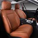 Auto Car Seat Covers Full Set Leather Cushion Protector Breathable Waterproof Seat Cover for Cars Universal Fit (Brown, Full Set Without Headrest)