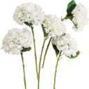 PARTY JOY 5PCS 15.4In Artificial Hydrangea Silk Flowers Bouquet Faux Hydrangea Stems for Wedding Centerpieces Home Decor (White, 5)
