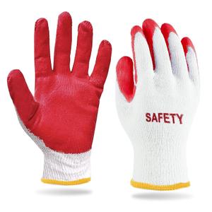 SAFETY Non-Slip 200 Pairs Red Latex Cotton Multi-Purpose Work Gloves- Nitrile Dipped & Rubber Palm Coated for a Firm Grip- Heavy Duty Premium-Construction-Moving-Warehouse-Garden-Gloves, One Size