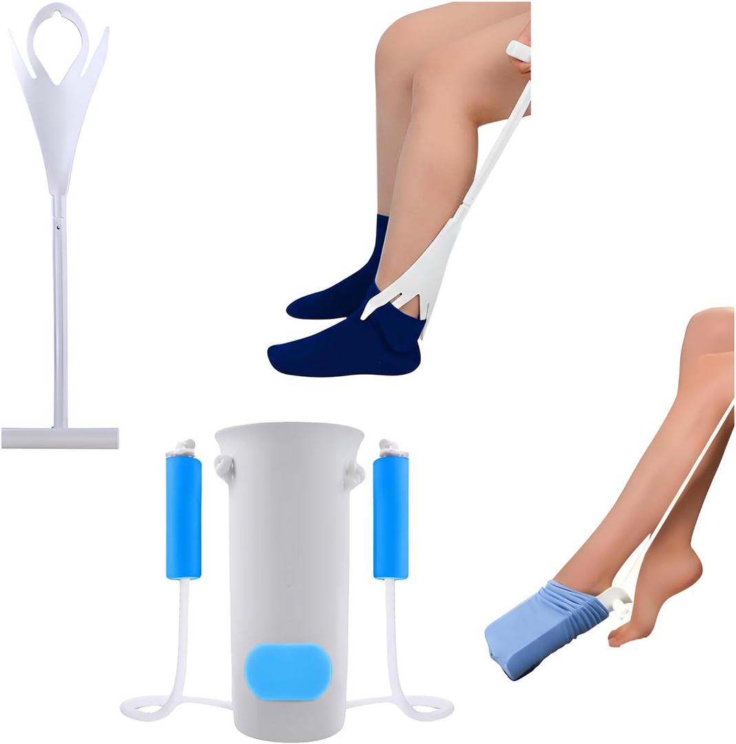 Sock Aid Kit, Premium Sock Puller Aid for Removing Socks or Stockings, with a Super Flexible Sock Aid Device with Long Rope. The Perfect Set for Putting On and Removing Socks or Stockings.