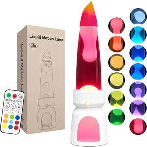 13" Liquid Motion Light with Remote, 13 RGB Color Changing Mood Light, 4 Dynamic Modes & 4 Brightness, Modern Volcano Lamp for Room Decor, Birthday Christmas Gift Ideal for Teens, Kids, Adults (White)