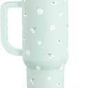SANDJEST Daisy 40oz Tumbler with Handle and Straw  Flower Insulated Stainless Steel Travel Coffee Mug for Women Girls - Gift Idea for Birthday Christmas Mothers Day