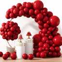 RUBFAC 129pcs Ruby Red Balloon Arch Kit, Different Sizes 18 12 10 5 Inches Cherry Red Latex Balloons for Garland Birthday Wedding Party Decoration