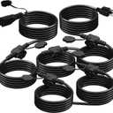 50Ft Outdoor Extension Cord - Evenly Spaced 6 Outlets Plugs with Safety Cover, 16/3 SJTW Weatherproof Multi Outlet Extension Cord for Landscape, Halloween, Holiday Decor, ETL Listed (Black)