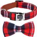 Faleela Soft &Comfy Christmas Bowtie Dog Collar,Detachable and Adjustable Bow Tie Collar,for  Pet (S, Red) 
