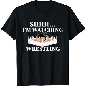Shhh I'm Watching Wrestling Funny Wrestling Lover Gift T-Shirt, M
