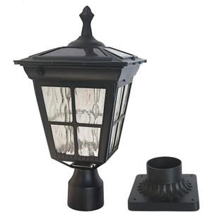 Kemeco ST4311AQ LED Cast Aluminum Solar Post Light Fixture with 3-Inch Fitter Base for Outdoor Garden Post Pole Mount (Black, Lamp)
