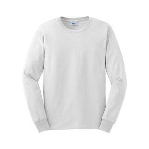 Cotton Long Sleeve Tee Shirt, Color: White, Size: X-Large