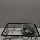 Sakugi Dish Drying Rack in Sink - Expandable Stainless Steel Dish Rack Over The Sink, Kitchen Sink Drain Strainer with Cutlery Holder & Cup Holders, 15.4 x 11.3 x 6.6 Inch, Black