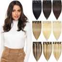 Rose bud Clip in Hair Extensions REMY Human Hair 8Pcs 18 Clips 60g/Set 10 Inch Medium Brown
