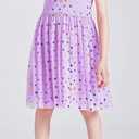 DaniChins Girls Sleeveless Tutu Dress Layered Tulle Sparkle Dress for Girls (Purple)