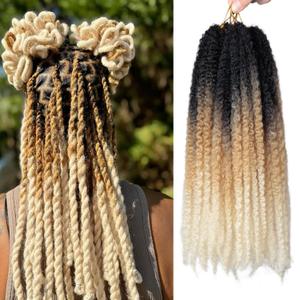 Marley Twist Braiding Hair 14 inch Afro Kinky Curly Crochet Braids 8 Packs Cuban Twist Crochet Braids Synthetic Low Maintenance Skin-Friendly Marley Hair Extensions(1B/27/613, Packs of 8)